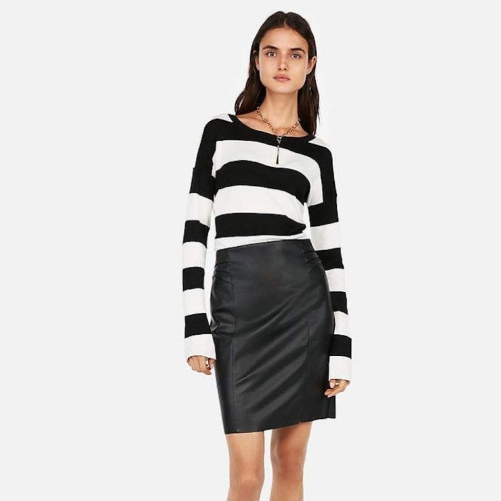 High Waisted Faux Leatherβ Pleated Pencil Skirt